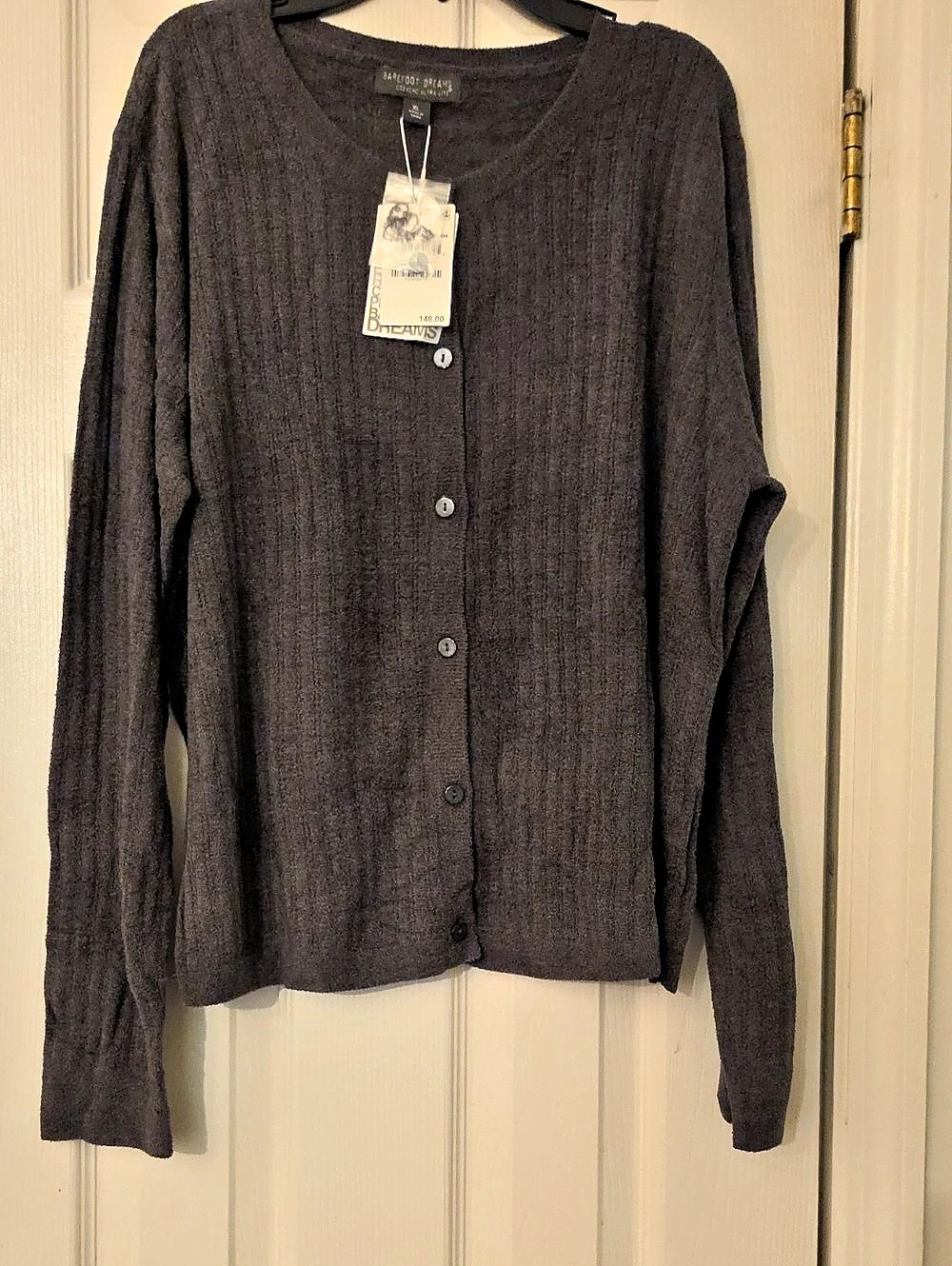 Barefoot Dreams CozyChic Ultra Lite Ribbed Cardigan Gray XL